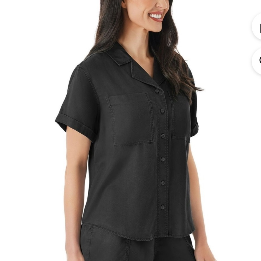 NWT Black Tencel Camp  Button-Up Shirt multiple sizes - Picture 3 of 9